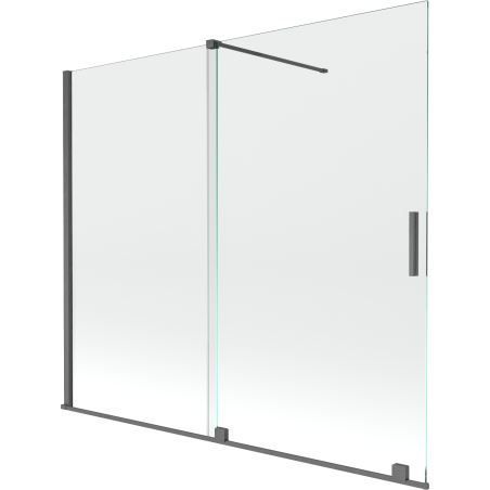 Mexen Velar paravent de baignoire 2 volets coulissants 180 x 150 cm, transparent, gris fusil brossé - 896-180-000-01-66