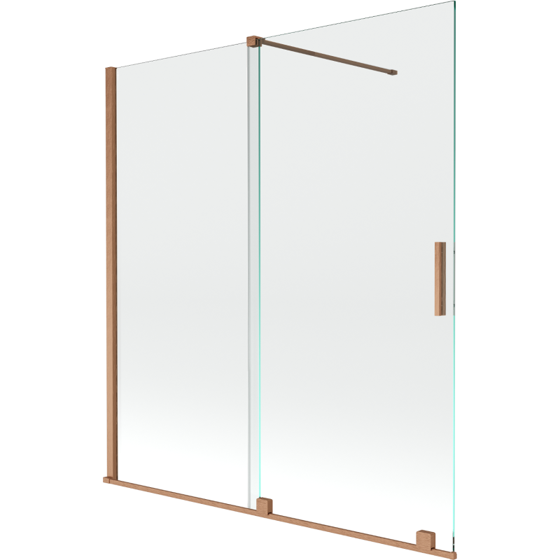 Mexen Velar écran de baignoire à 2 ailes coulissante 150 x 150 cm, transparent, Cuivre brossé - 896-150-000-01-65