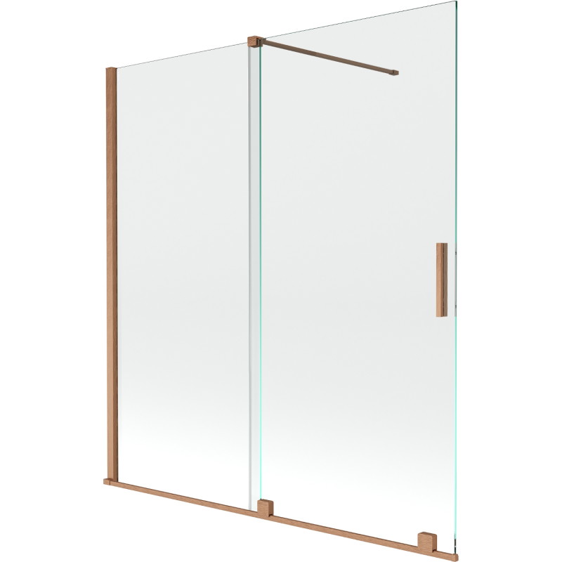 Mexen Velar paroi de baignoire à 2 volets coulissante 150 x 150 cm, transparent, cuivre brossé - 896-150-000-01-65