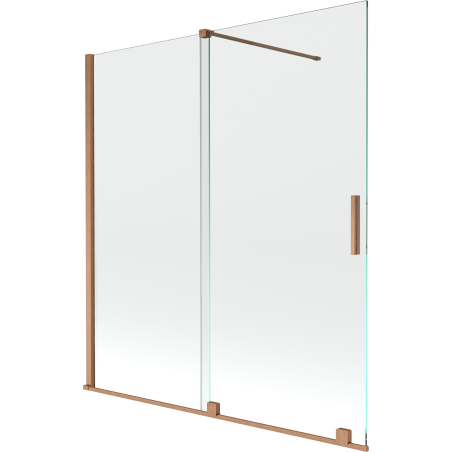 Mexen Velar paroi de baignoire à 2 volets coulissante 150 x 150 cm, transparent, cuivre brossé - 896-150-000-01-65