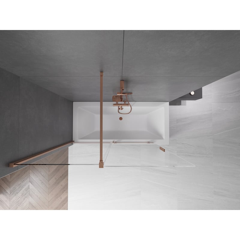 Mexen Velar paroi de baignoire à 2 panneaux coulissants 150 x 150 cm, transparent, cuivre brossé - 896-150-000-01-65