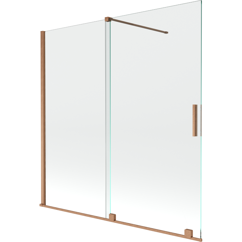 Mexen Velar écran de baignoire à 2 ailes coulissante 160 x 150 cm, transparent, Cuivre brossé - 896-160-000-01-65