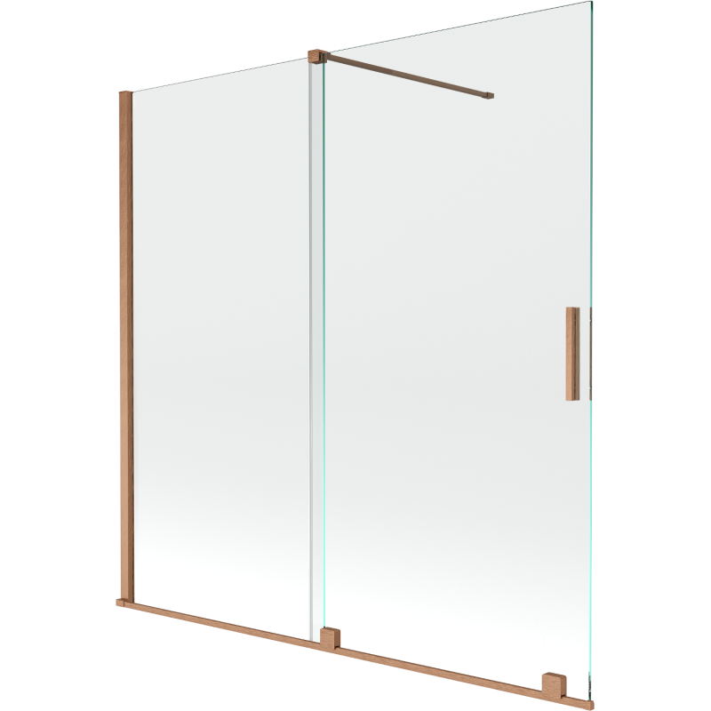 Mexen Velar pare-douche à 2 volets coulissants 160 x 150 cm, transparent, cuivre brossé - 896-160-000-01-65