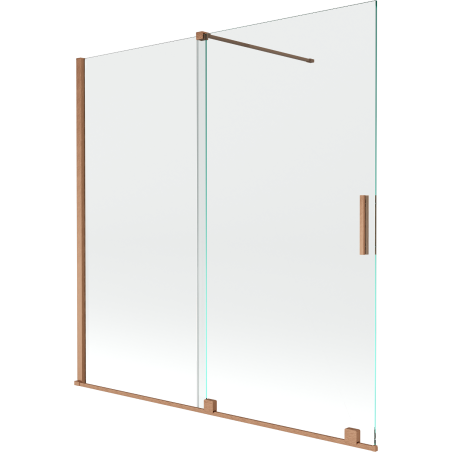 Mexen Velar écran de baignoire à 2 ailes coulissante 160 x 150 cm, transparent, Cuivre brossé - 896-160-000-01-65