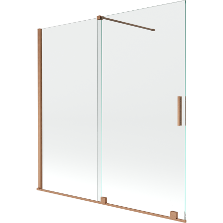Mexen Velar pare-douche à 2 volets coulissants 160 x 150 cm, transparent, cuivre brossé - 896-160-000-01-65