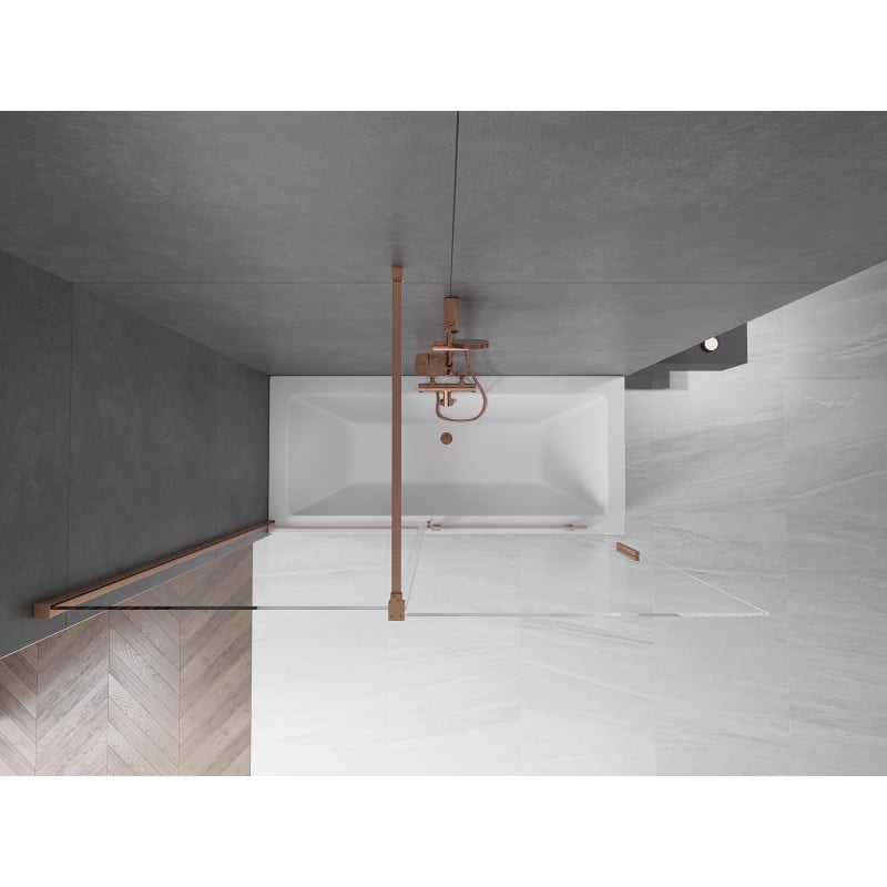Mexen Velar pare-douche à 2 volets coulissants 160 x 150 cm, transparent, cuivre brossé - 896-160-000-01-65