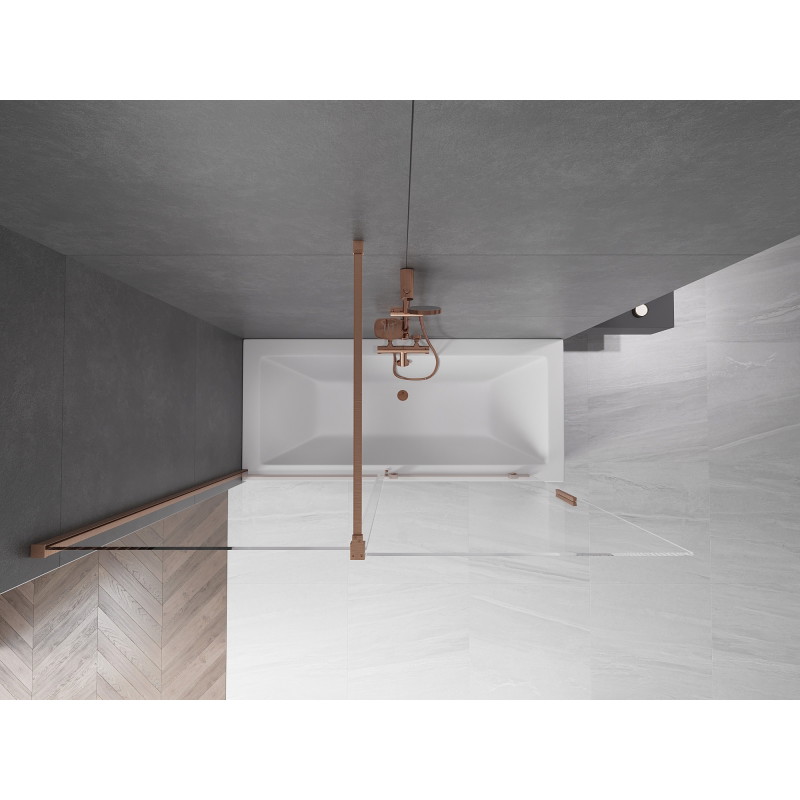 Mexen Velar paroi de baignoire à 2 battants coulissants 160 x 150 cm, transparent, cuivre brossé - 896-160-000-01-65