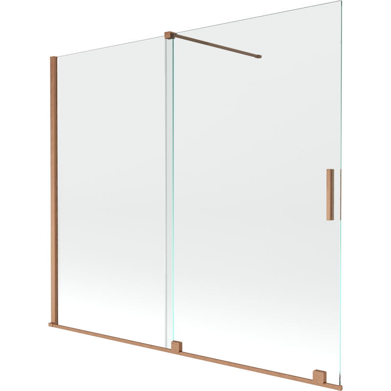 Mexen Velar écran de baignoire à 2 ailes coulissante 180 x 150 cm, transparent, Cuivre brossé - 896-180-000-01-65