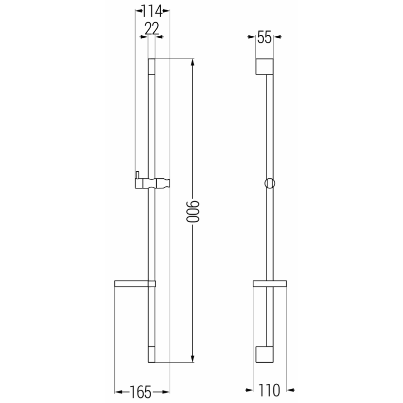 Mexen DS barre de douche avec porte-savon 90 cm, chrome - 79383-00
