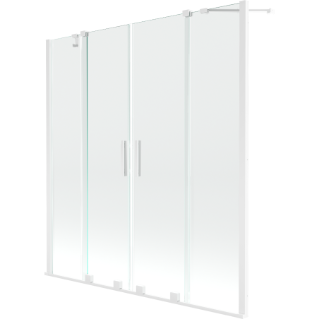 Mexen Velar Duo paroi de baignoire à 2 volets coulissants 140 x 150 cm, transparent, blanc - 896-140-000-02-20