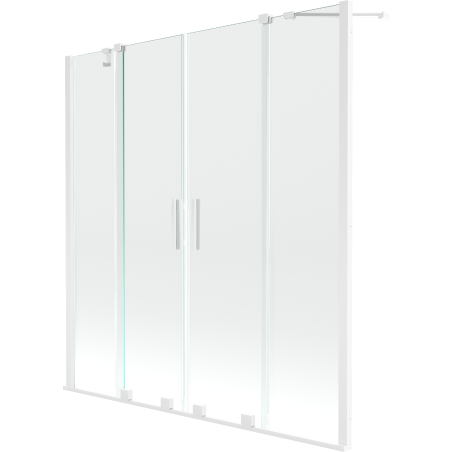 Mexen Velar Paroi de baignoire Duo à 2 volets coulissants 150 x 150 cm, transparent, blanc - 896-150-000-02-20
