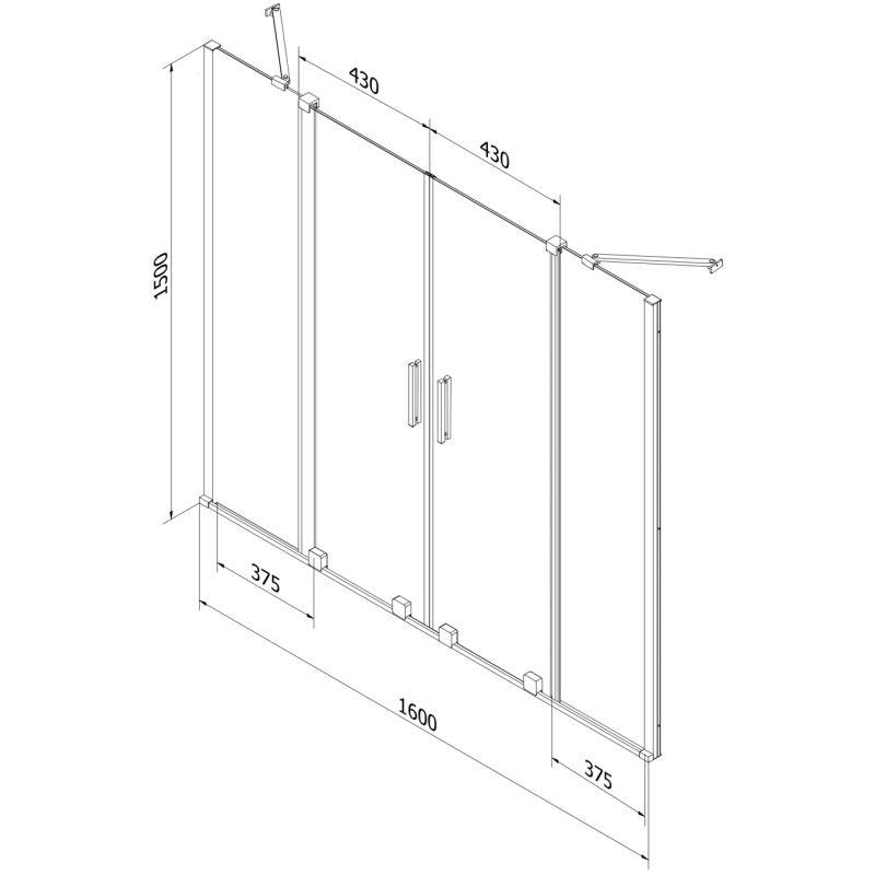 Mexen Velar Duo pare-douche baignoire 2 volets coulissants 160 x 150 cm, transparent, doré - 896-160-000-02-50