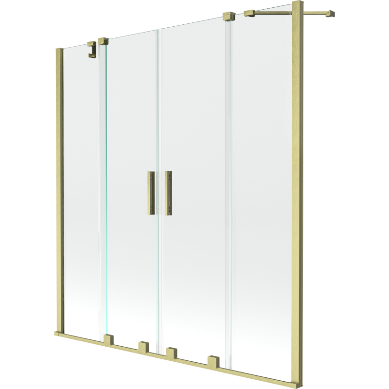 Mexen Velar Duo paravent de baignoire 2 volets coulissants 140 x 150 cm, transparent, or brossé - 896-140-000-02-55