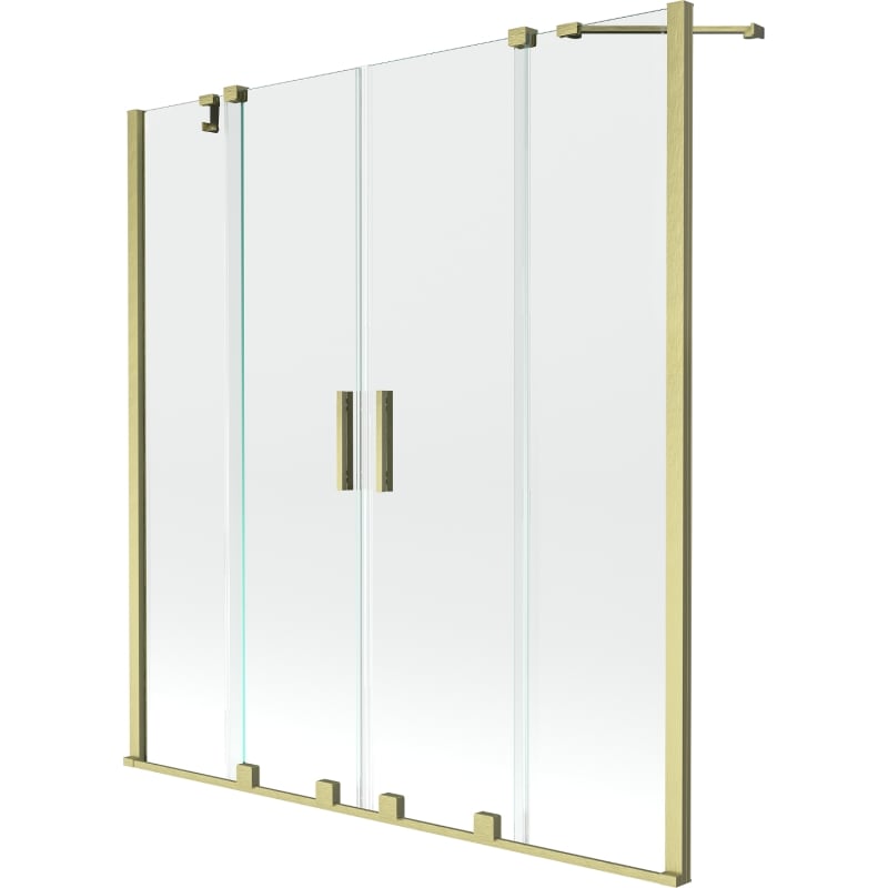 Mexen Velar Paroi de douche Duo à 2 panneaux coulissants 150 x 150 cm, transparent, or brossé - 896-150-000-02-55