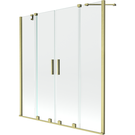 Mexen Velar Paroi de baignoire duo coulissante à 2 volets 160 x 150 cm, transparent, or brossé - 896-160-000-02-55