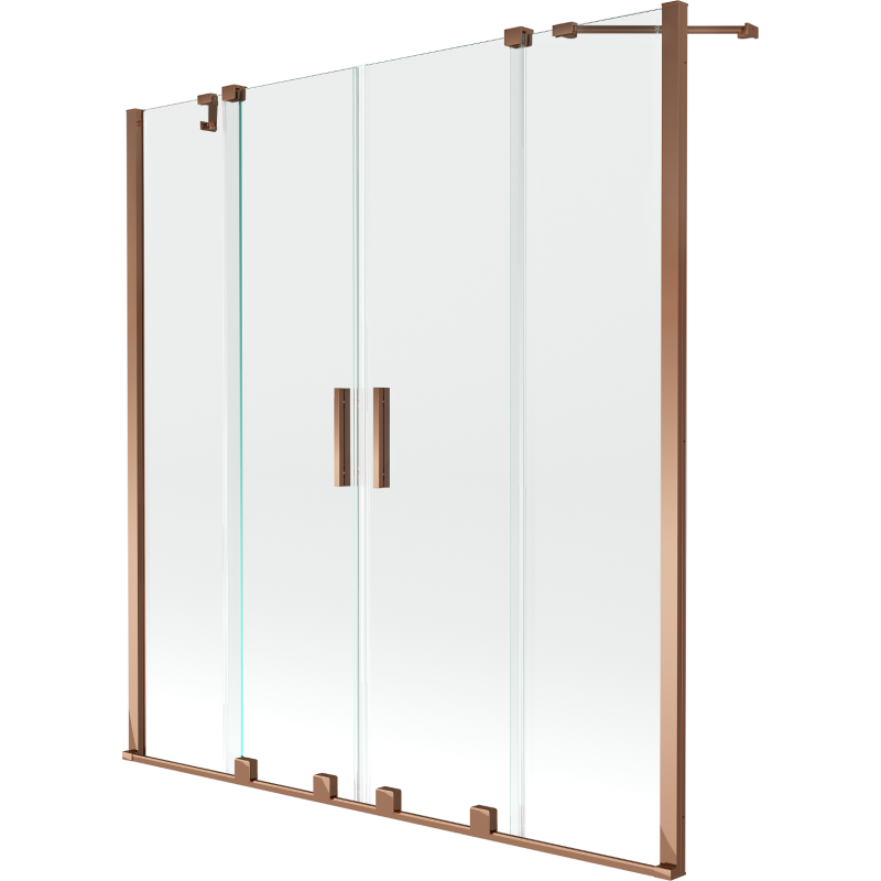 Mexen Velar Duo écran de baignoire à 2 ailes coulissante 150 x 150 cm, transparent, Or rose - 896-150-000-02-60
