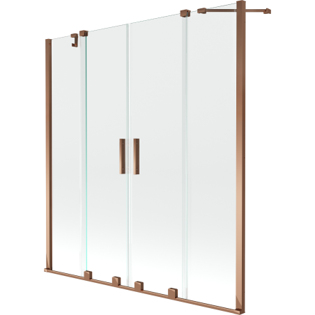 Mexen Velar Duo écran de baignoire à 2 ailes coulissante 150 x 150 cm, transparent, Or rose - 896-150-000-02-60