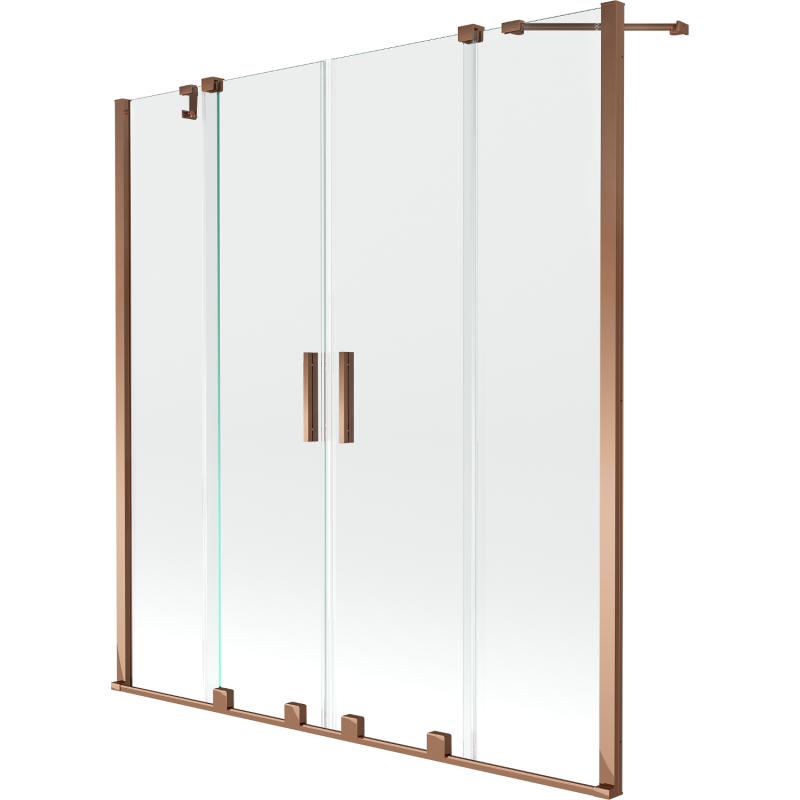 Mexen Velar Duo paroi de baignoire à 2 volets coulissants 160 x 150 cm, transparent, or rose - 896-160-000-02-60