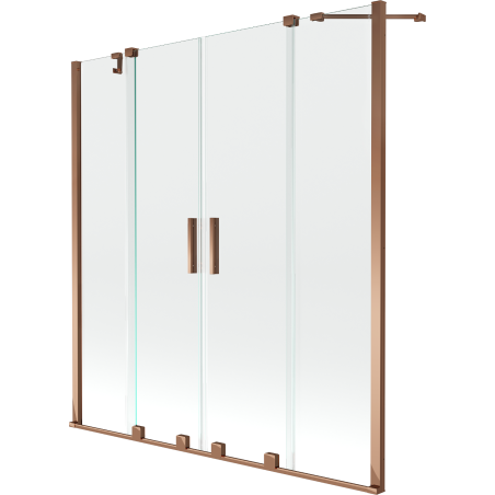 Mexen Velar Duo paroi de baignoire à 2 volets coulissants 160 x 150 cm, transparent, or rose - 896-160-000-02-60