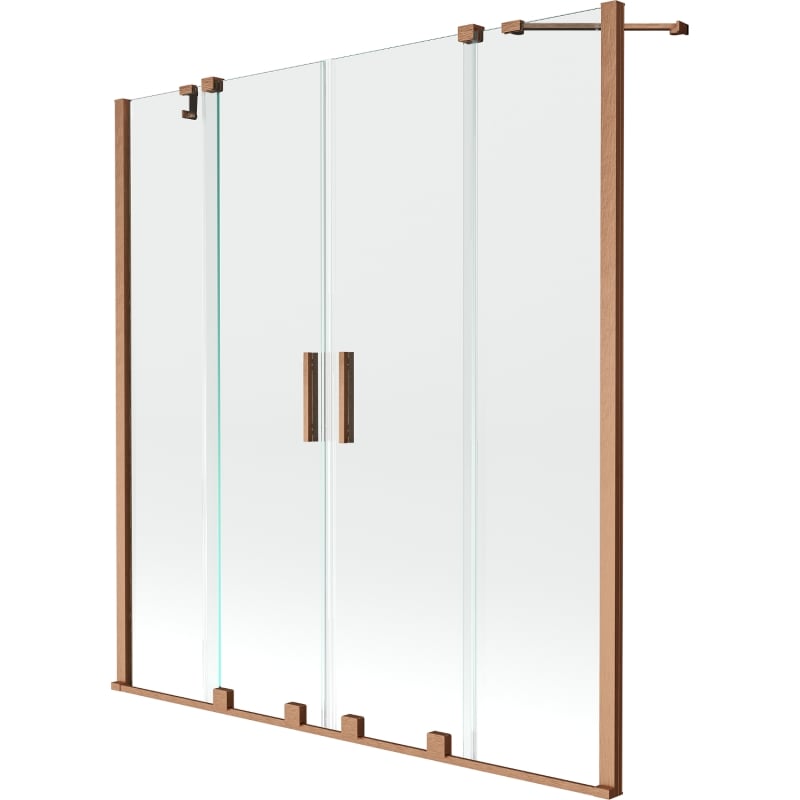 Mexen Velar Duo paroi de baignoire 2 volets coulissants 140 x 150 cm, transparent, cuivre brossé - 896-140-000-02-65