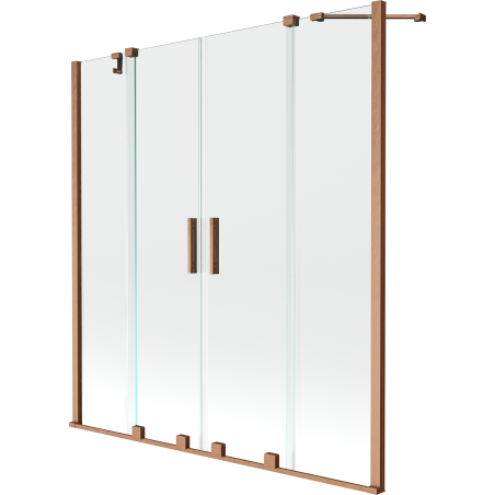 Mexen Velar Duo paroi de baignoire à 2 panneaux coulissants 150 x 150 cm, transparent, cuivre brossé - 896-150-000-02-65