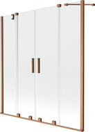 Mexen Velar Duo écran de baignoire coulissant à 2 panneaux 150 x 150 cm, transparent, cuivre brossé - 896-150-000-02-65