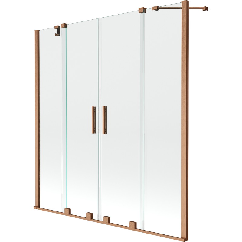Mexen Velar Duo paroi de baignoire 2 volets coulissants 160 x 150 cm, transparent, cuivre brossé - 896-160-000-02-65