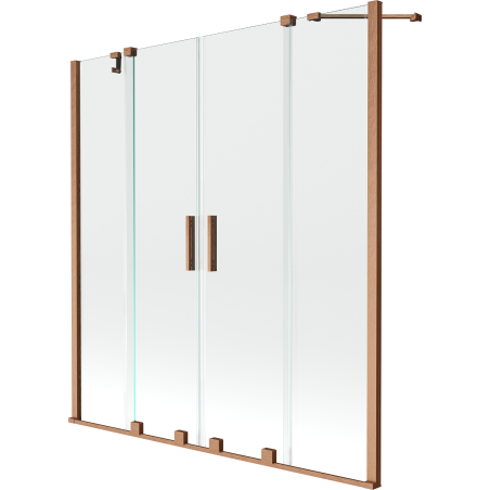 Mexen Velar Duo pare-baignoire 2 vantaux coulissants 160 x 150 cm, transparent, cuivre brossé - 896-160-000-02-65