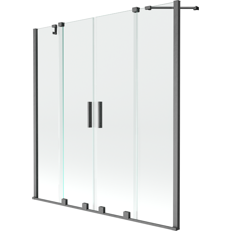 Mexen Velar Duo pare-douche baignoire coulissant à 2 volets 140 x 150 cm, transparent, gris canon brossé - 896-140-000-02-66