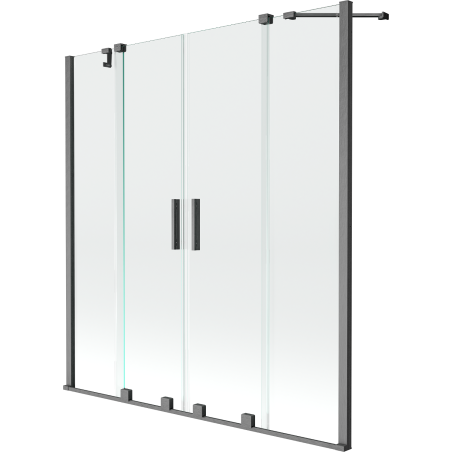 Mexen Velar Duo pare-douche baignoire coulissant à 2 volets 140 x 150 cm, transparent, gris canon brossé - 896-140-000-02-66