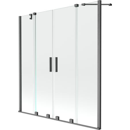 Mexen Velar Duo paroi de baignoire à 2 volets coulissants 140 x 150 cm, transparent, gris canon brossé - 896-140-000-02-66