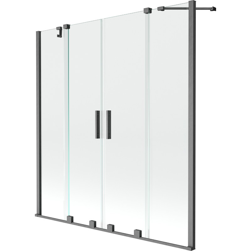 Mexen Velar Duo paroi baignoire à deux volets coulissants 150 x 150 cm, transparent, gris canon brossé - 896-150-000-02-66
