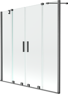 Mexen Velar Duo paroi de baignoire à 2 volets coulissants 150 x 150 cm, transparent, gris canon brossé - 896-150-000-02-66