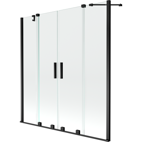 Mexen Velar Duo pare-baignoire 2 volets coulissants 140 x 150 cm, transparent, noir - 896-140-000-02-70