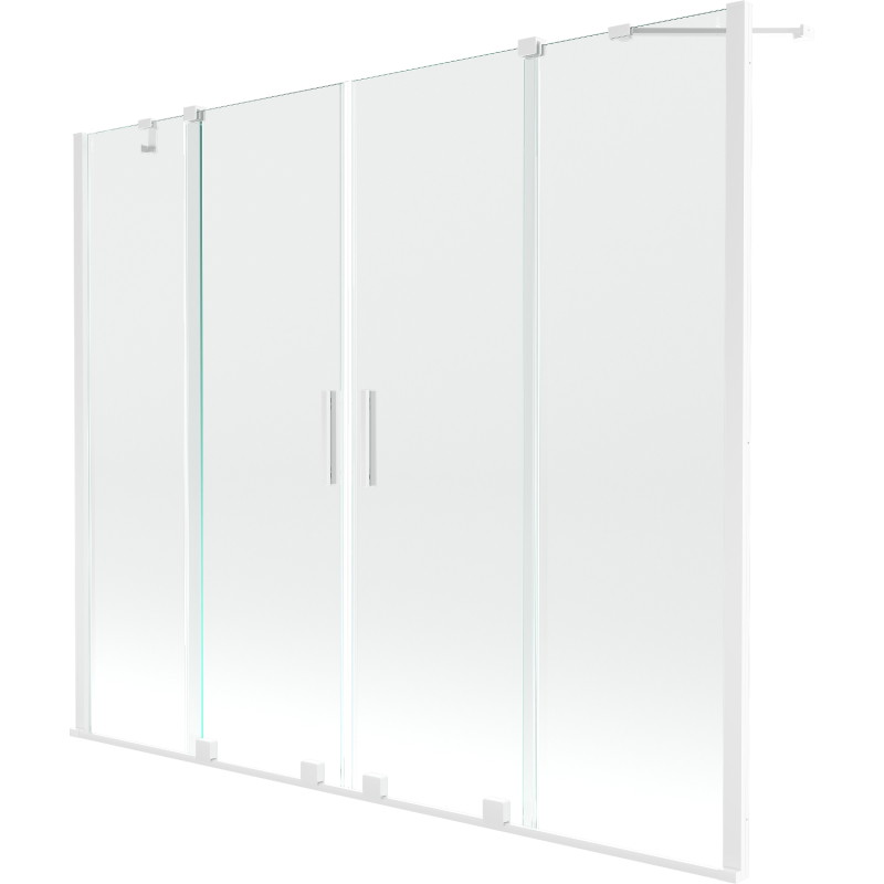 Mexen Velar Duo paravent de baignoire à 2 volets coulissants 200 x 150 cm, transparent, blanc - 896-200-000-02-20