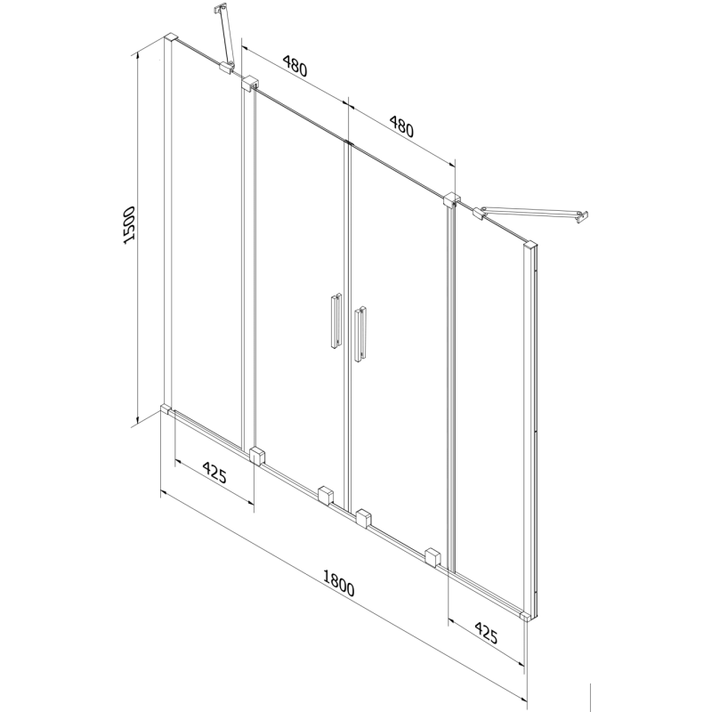 Mexen Velar Duo paroi de baignoire 2 volets coulissants 180 x 150 cm, transparent, doré - 896-180-000-02-50