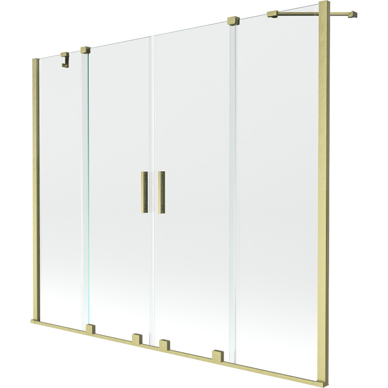 Mexen Velar Paroi de baignoire duo à 2 panneaux coulissants 170 x 150 cm, transparent, or brossé - 896-170-000-02-55