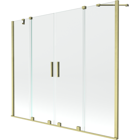 Mexen Velar Duo écran de baignoire à 2 ailes coulissante 200 x 150 cm, transparent, or brossé - 896-200-000-02-55