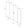 Mexen Velar Duo paravent de baignoire à 2 panneaux coulissants 170 x 150 cm, transparent, or rose - 896-170-000-02-60