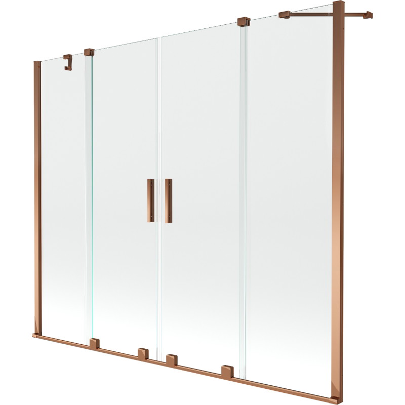 Mexen Velar Duo paroi de baignoire à 2 vantaux coulissants 180 x 150 cm, transparent, or rose - 896-180-000-02-60