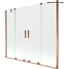 Mexen Velar Paroi de baignoire Duo à 2 panneaux coulissants 180 x 150 cm, transparent, or rose - 896-180-000-02-60