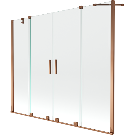 Mexen Velar Duo paravent de baignoire 2 volets coulissants 200 x 150 cm, transparent, or rose - 896-200-000-02-60
