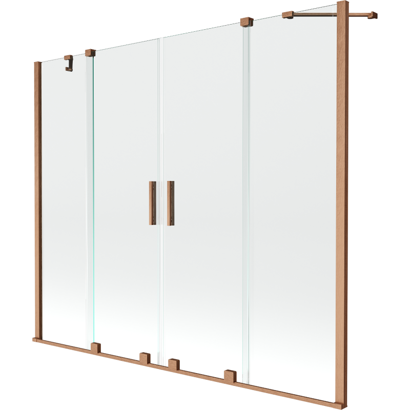 Mexen Velar Duo écran de baignoire à 2 ailes coulissante 200 x 150 cm, transparent, Cuivre brossé - 896-200-000-02-65