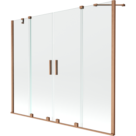 Mexen Velar Duo paroi de baignoire 2 panneaux coulissants 200 x 150 cm, transparent, cuivre brossé - 896-200-000-02-65