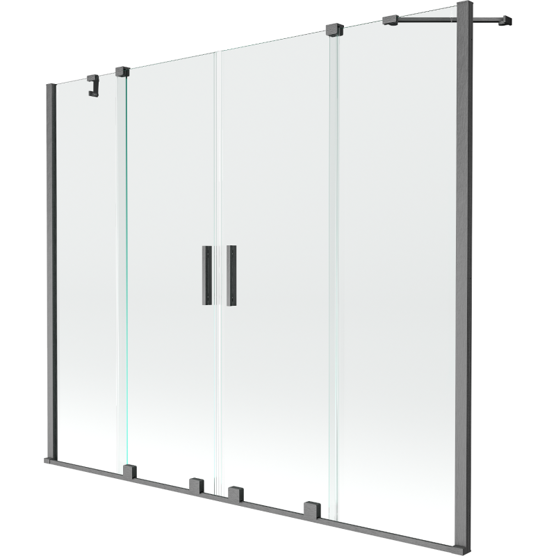 Mexen Velar Duo écran de baignoire à 2 ailes coulissante 170 x 150 cm, transparent, gun gray brossé - 896-170-000-02-66
