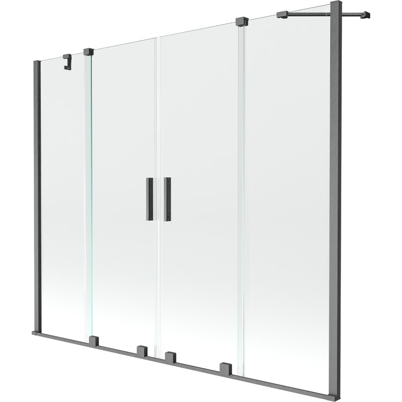 Mexen Velar Duo paravent de baignoire à 2 volets coulissants 170 x 150 cm, transparent, gris fusil brossé - 896-170-000-02-66
