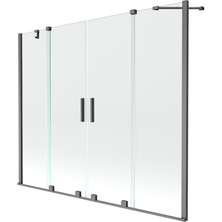 Mexen Velar Duo écran de baignoire à 2 ailes coulissante 170 x 150 cm, transparent, gun gray brossé - 896-170-000-02-66