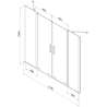 Mexen Velar Duo écran de baignoire à 2 ailes coulissante 170 x 150 cm, transparent, gun gray brossé - 896-170-000-02-66