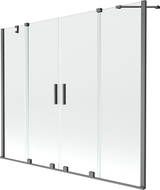 Mexen Velar Duo écran de baignoire à 2 ailes coulissante 200 x 150 cm, transparent, gun gray brossé - 896-200-000-02-66