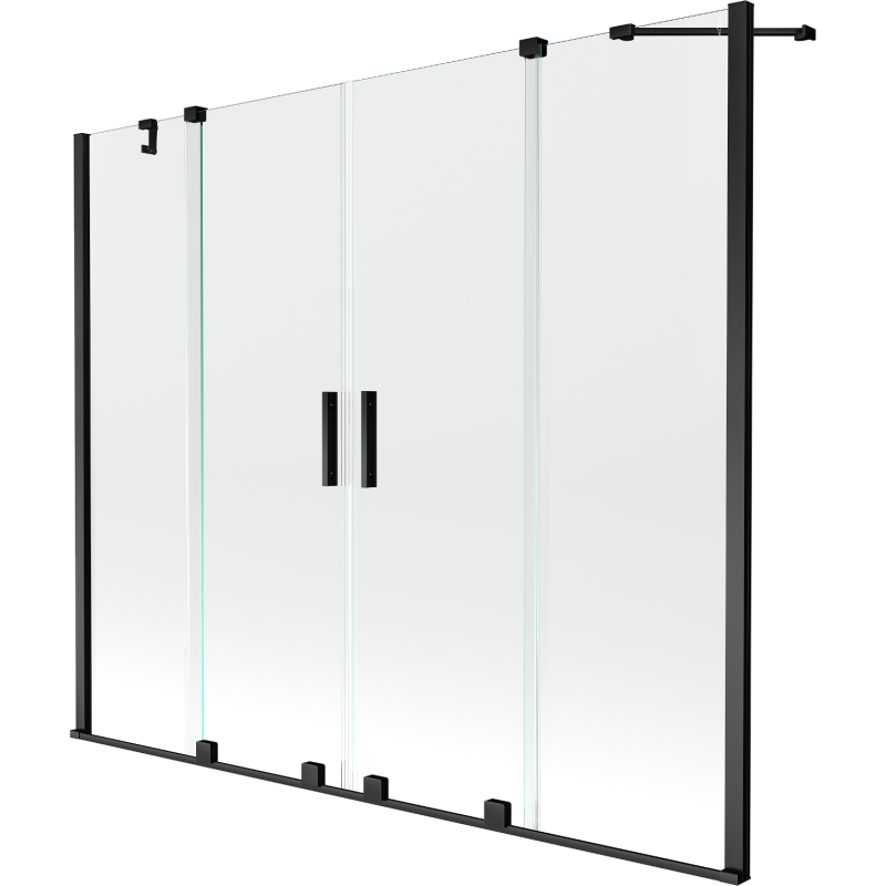 Mexen Velar Duo paravent de baignoire coulissant à 2 volets 170 x 150 cm, transparent, noir - 896-170-000-02-70